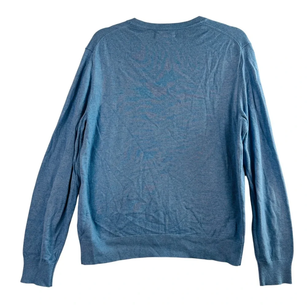 Banana‎ Republic Luxe Yarn V-Neck Sweater Blue M Cotton Silk Cashmere Blend